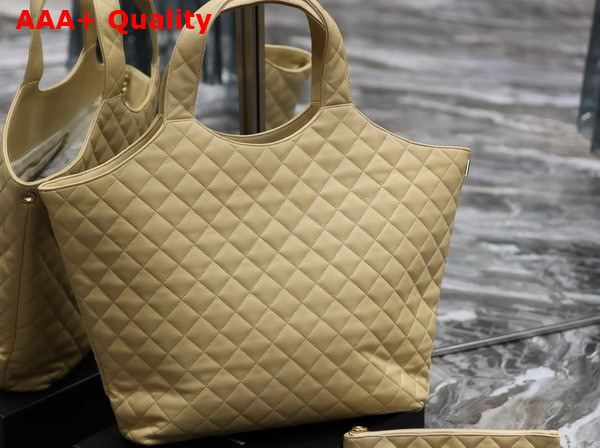 Saint Laurent Icare Maxi Shopping Bag in Beige Quilted Lambskin Replica