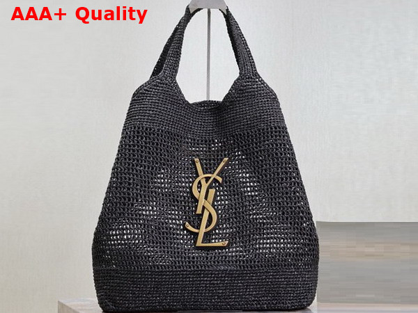 Saint Laurent Icare Maxi Shopping Bag in Black Raffia Replica