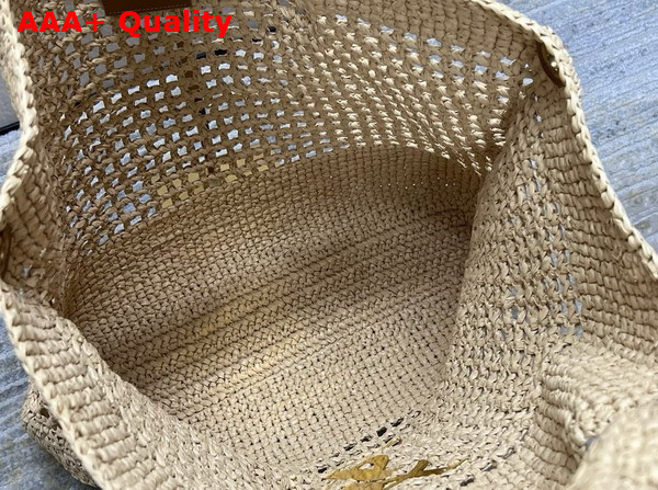 Saint Laurent Icare Maxi Shopping Bag in Raffia Naturel and Brown Gold Replica