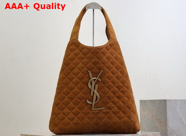 Saint Laurent Icare Maxi Tote in Quilted Suede Cognac 698651 Replica