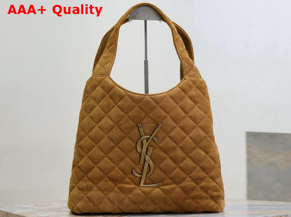 Saint Laurent Icare Medium in Quilted Suede Caramel Cognac Replica