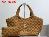 Saint Laurent Icare Medium in Quilted Suede Caramel Cognac Replica
