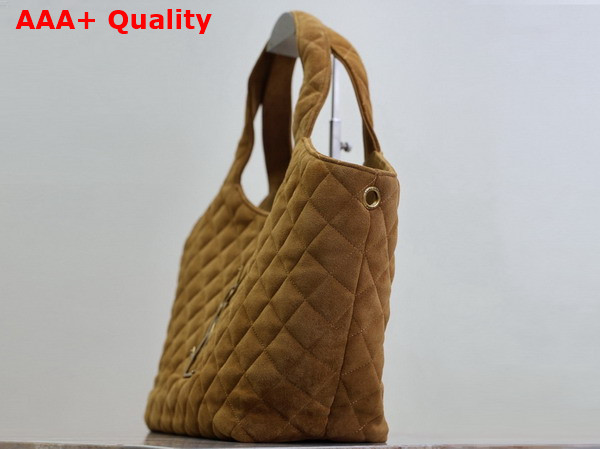 Saint Laurent Icare Medium in Quilted Suede Caramel Cognac Replica