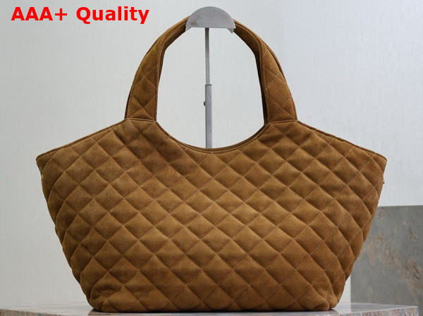 Saint Laurent Icare Medium in Quilted Suede Caramel Cognac Replica