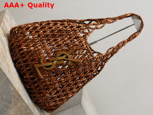 Saint Laurent Icare Medium in Wood Beads Light Wood and Brick 862071 Replica
