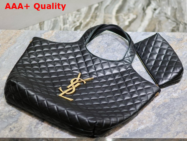 Saint Laurent Icare in Quilted Nappa Black Replica