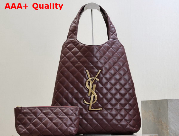 Saint Laurent Icare in Quilted Nappa Rouge Cabernet Replica