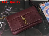 Saint Laurent Jamie Chain Wallet in Dark Red Patchwork Leather Replica