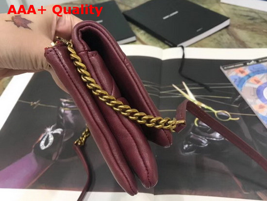 Saint Laurent Jamie Chain Wallet in Dark Red Patchwork Leather Replica