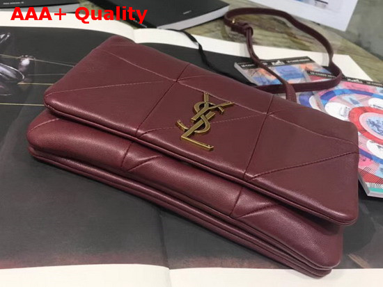 Saint Laurent Jamie Chain Wallet in Dark Red Patchwork Leather Replica