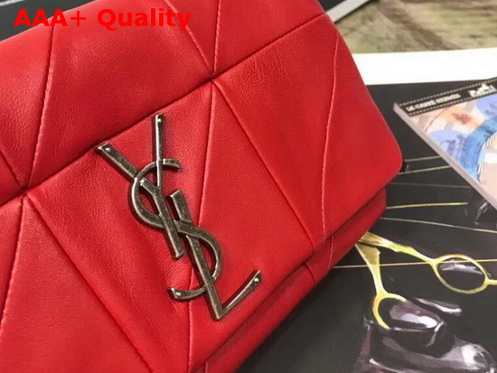 Saint Laurent Jamie Chain Wallet in Red Patchwork Leather Replica