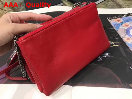 Saint Laurent Jamie Chain Wallet in Red Patchwork Leather Replica