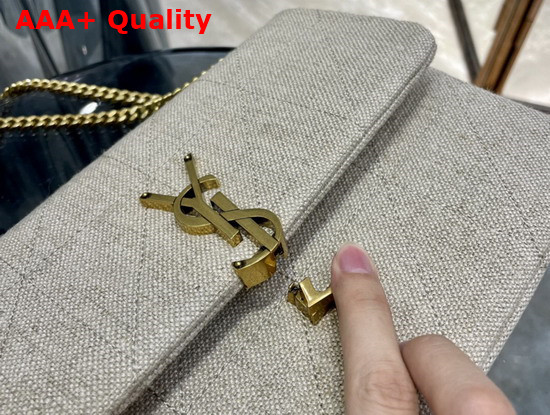 Saint Laurent Jamie Medium Carre Rive Gauche in Linen Beige Replica