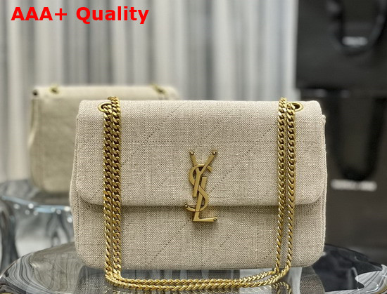 Saint Laurent Jamie Medium Carre Rive Gauche in Linen Beige Replica
