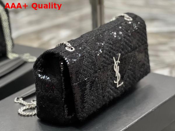 Saint Laurent Jamie Medium Chain Bag Carre Rive Gauche in Sequins and Sequined Tweed Black Replica