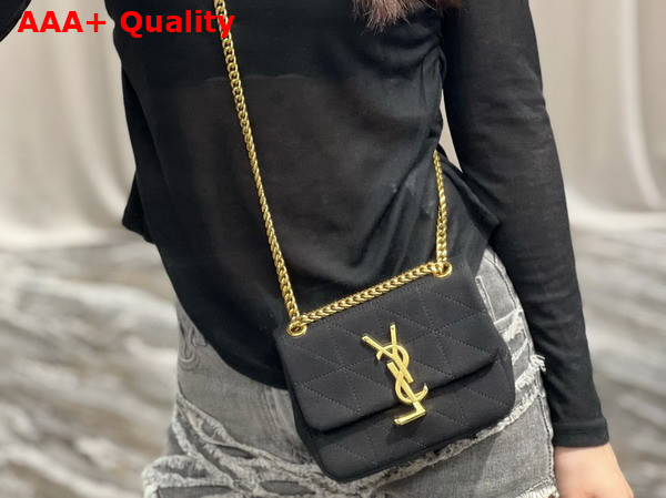 Saint Laurent Jamie Mini Chain Bag Carre Rive Gauche in Jersey Black Replica