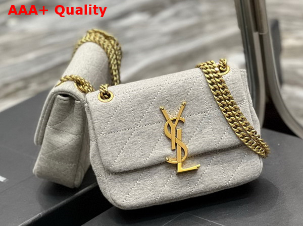 Saint Laurent Jamie Mini Chain Bag Carre Rive Gauche in Jersey Light Grey Replica