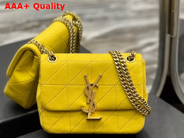 Saint Laurent Jamie Mini Chain Bag Carre Rive Gauche in Jersey Saffron Replica