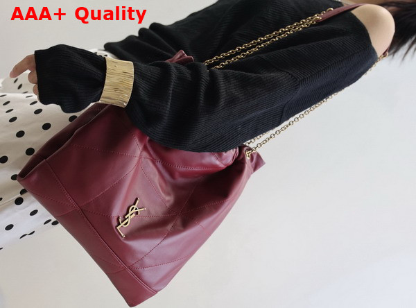 Saint Laurent Jamie Pochon in Rouge Merlot Lambskin Replica
