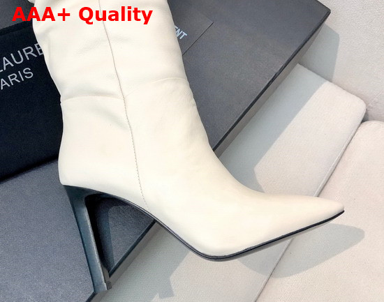 Saint Laurent Jane Over the Knee Boots in Shiny Grained Leather White Replica