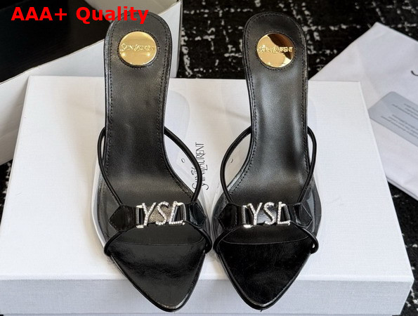 Saint Laurent Jerry Mules in TPU and Rhinestones Black Replica