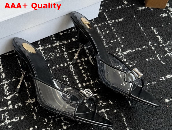 Saint Laurent Jerry Mules in TPU and Rhinestones Black Replica