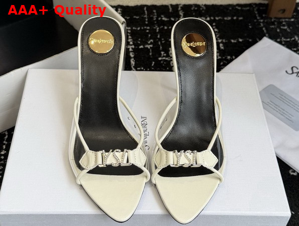 Saint Laurent Jerry Mules in TPU and Rhinestones Blanc Vintage Replica