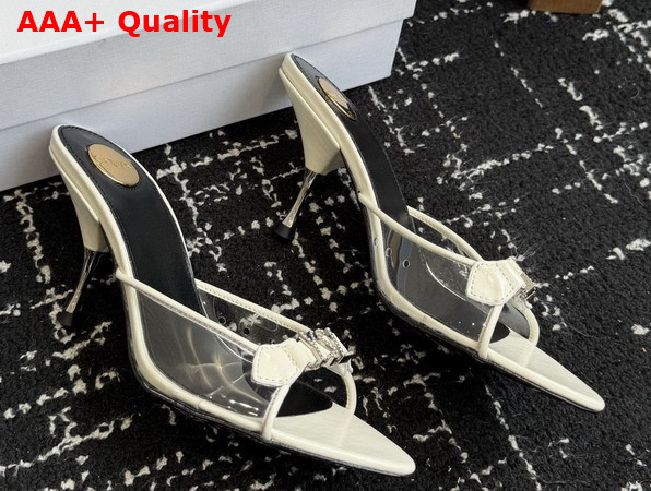 Saint Laurent Jerry Mules in TPU and Rhinestones Blanc Vintage Replica