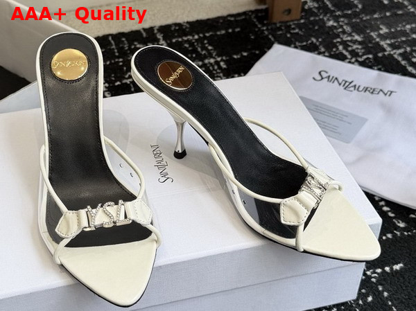 Saint Laurent Jerry Mules in TPU and Rhinestones Blanc Vintage Replica