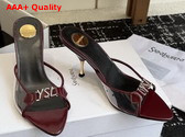 Saint Laurent Jerry Mules in TPU and Rhinestones Burgundy Replica