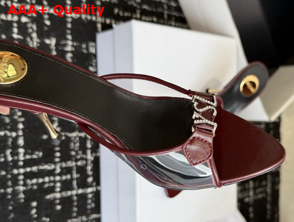 Saint Laurent Jerry Mules in TPU and Rhinestones Burgundy Replica