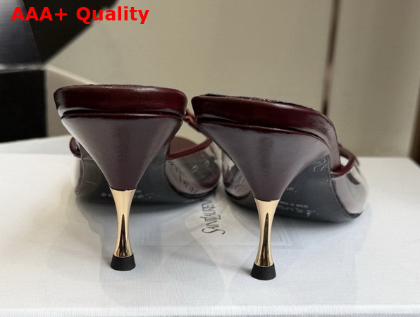Saint Laurent Jerry Mules in TPU and Rhinestones Burgundy Replica
