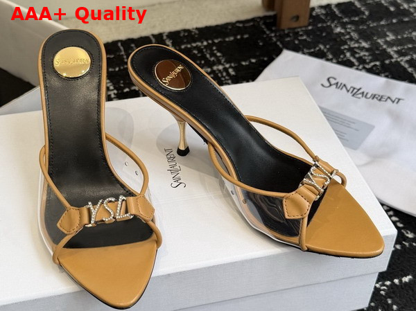 Saint Laurent Jerry Mules in TPU and Rhinestones Natural Replica