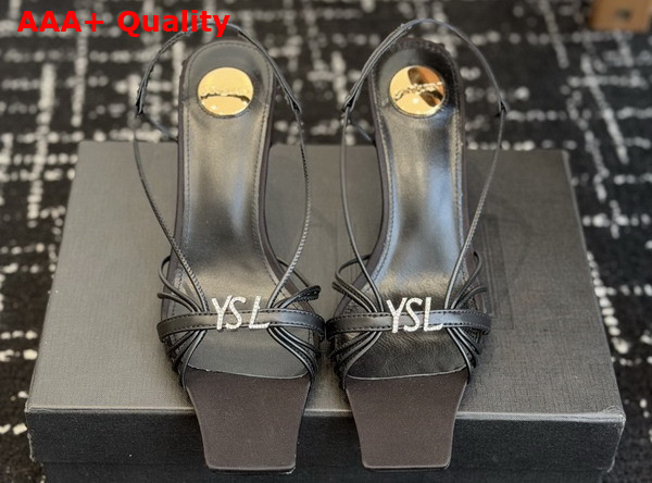 Saint Laurent Jerry Sandals in Black Smooth Leather Replica
