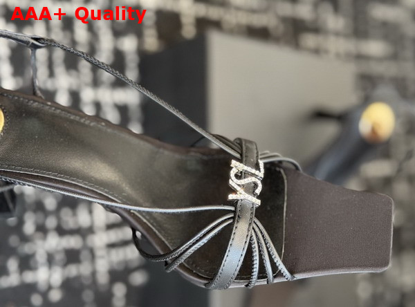 Saint Laurent Jerry Sandals in Black Smooth Leather Replica