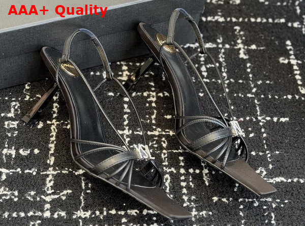 Saint Laurent Jerry Sandals in Black Smooth Leather Replica