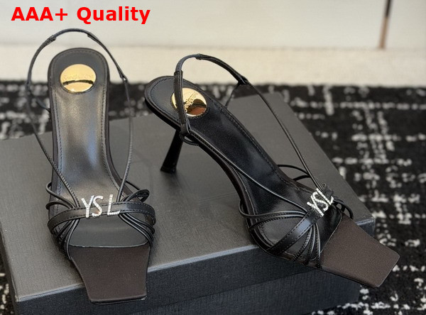 Saint Laurent Jerry Sandals in Black Smooth Leather Replica