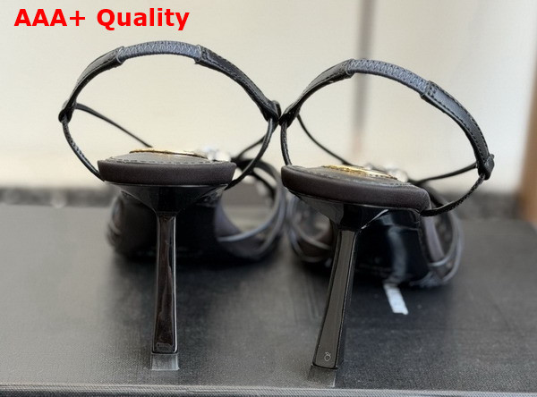 Saint Laurent Jerry Sandals in Black Smooth Leather Replica