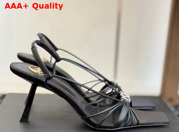 Saint Laurent Jerry Sandals in Black Smooth Leather Replica