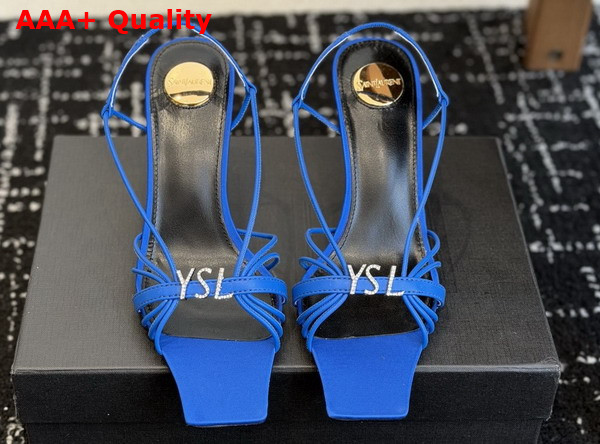 Saint Laurent Jerry Sandals in Blue Smooth Leather Replica