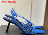 Saint Laurent Jerry Sandals in Blue Smooth Leather Replica