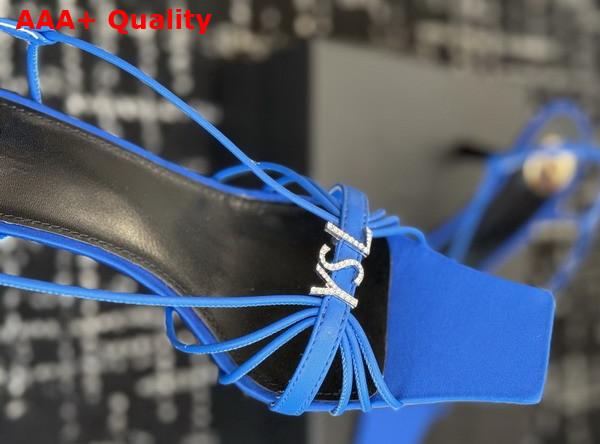 Saint Laurent Jerry Sandals in Blue Smooth Leather Replica