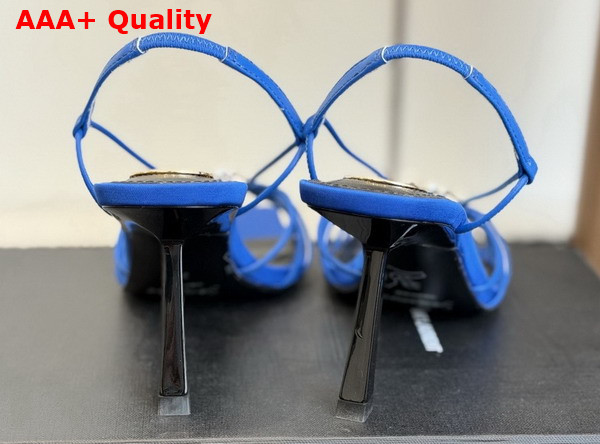 Saint Laurent Jerry Sandals in Blue Smooth Leather Replica