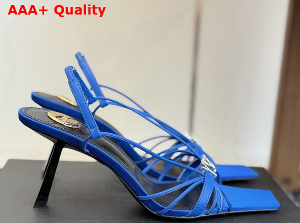 Saint Laurent Jerry Sandals in Blue Smooth Leather Replica