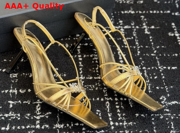 Saint Laurent Jerry Sandals in Gold Smooth Leather Replica