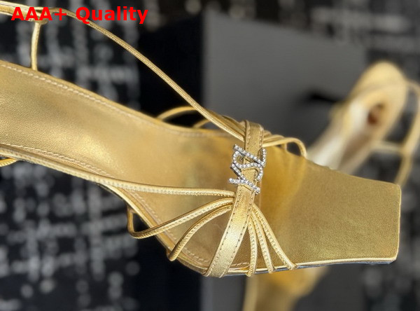 Saint Laurent Jerry Sandals in Gold Smooth Leather Replica