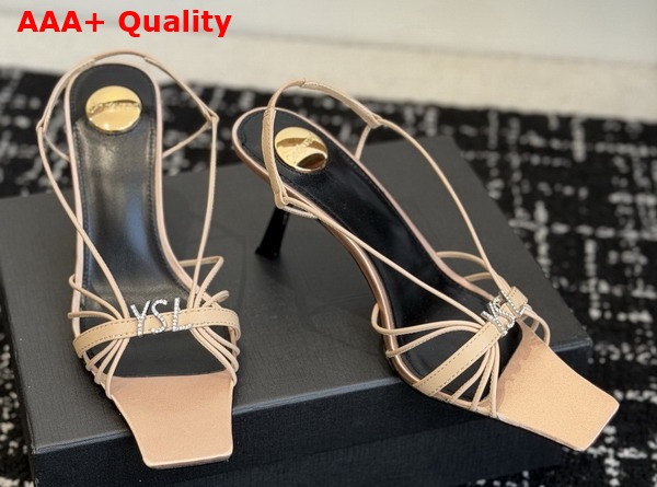 Saint Laurent Jerry Sandals in Pink Smooth Leather Replica