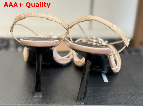 Saint Laurent Jerry Sandals in Pink Smooth Leather Replica