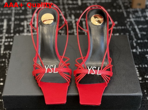 Saint Laurent Jerry Sandals in Red Smooth Leather Replica