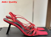 Saint Laurent Jerry Sandals in Red Smooth Leather Replica